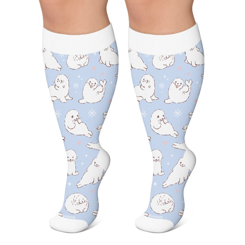 Plusock Plus Size Jellyfish Butterfly Compression Socks - Blue - 4XL - image 4