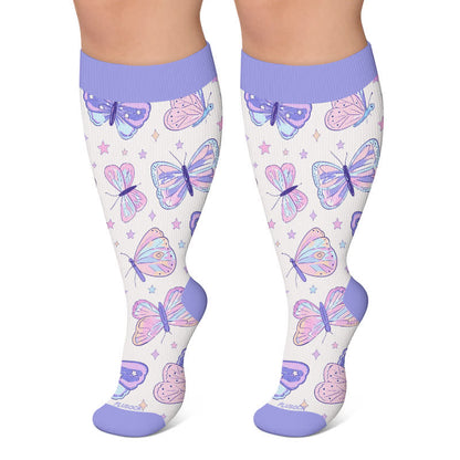 Plusock Plus Size Jellyfish Butterfly Compression Socks - Purple - 4XL - image 6