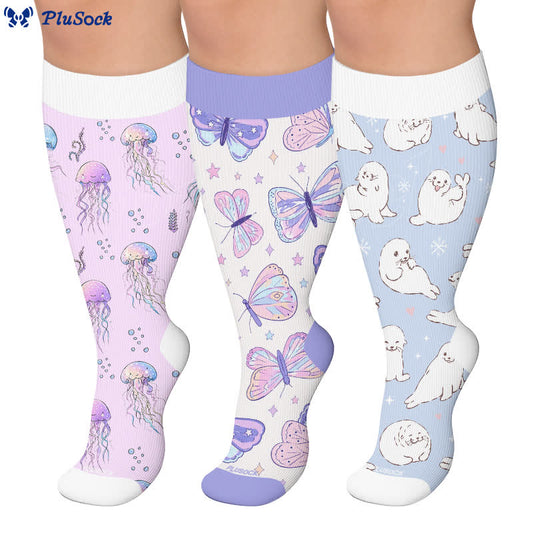 Plusock Plus Size Jellyfish Butterfly Compression Socks - image 0