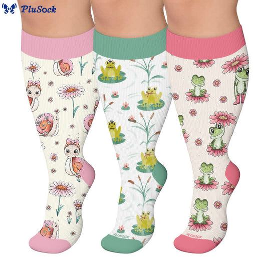 Plusock Plus Size Frog Snails Compression Socks - image 0