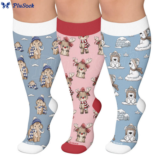 Plusock Plus Size Winter Animal Compression Socks - image 0