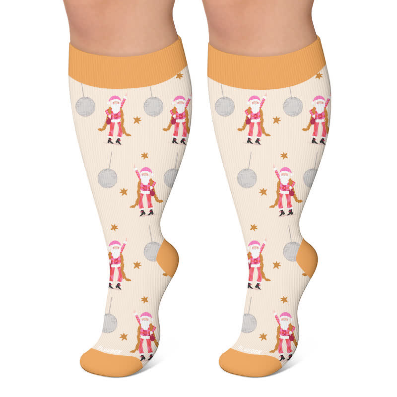 Plusock Plus Size Santa Claus Polar Bear Compression Socks - Apricot - 4XL - image 5