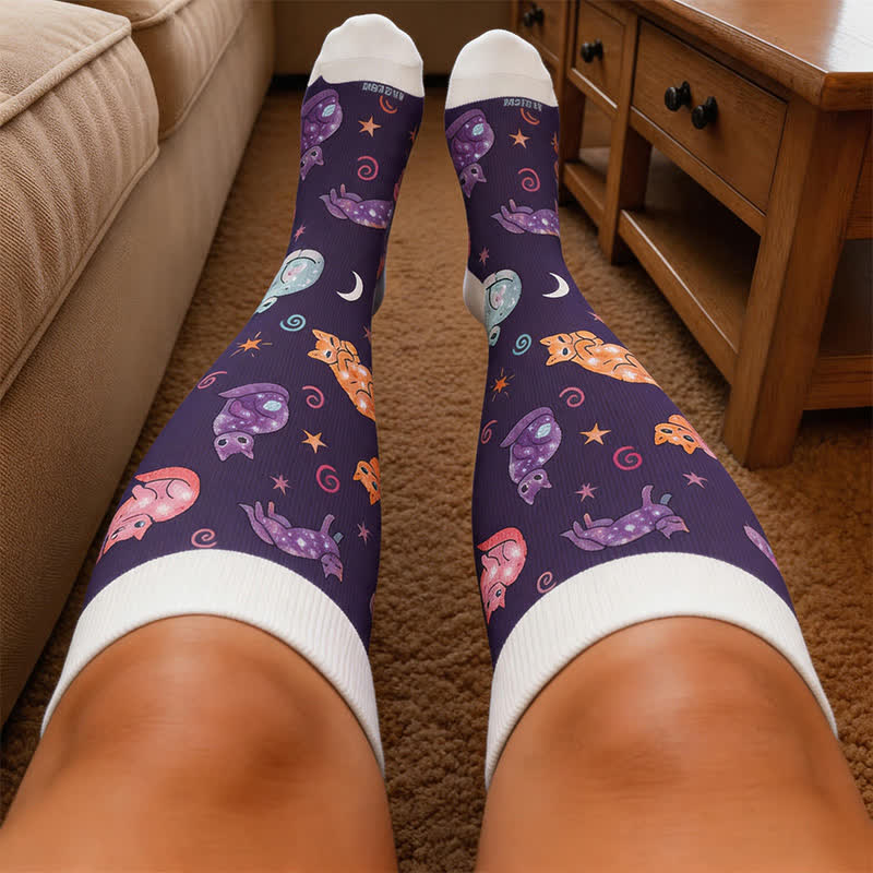 Plusock Christmas Sleepy Cat Cocoa Mug Compression Socks - image 3