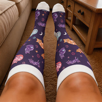 Plusock Christmas Sleepy Cat Cocoa Mug Compression Socks - image 3