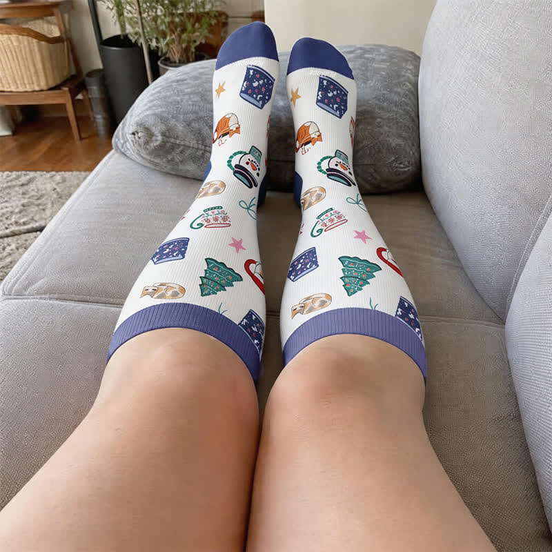 Plusock Christmas Sleepy Cat Cocoa Mug Compression Socks - image 2