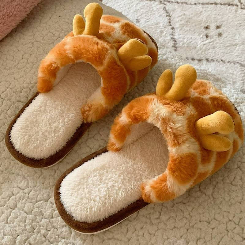 Plusock Giraffe Print Plush Open-Toe House Slippers - image 7