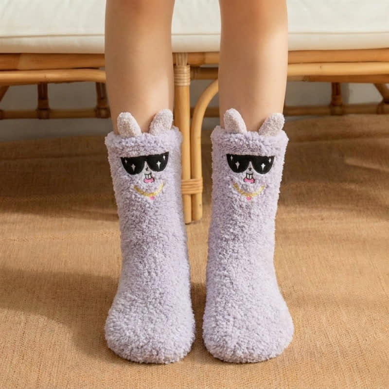 Plusock Blue Sunglasses Bunny Plush Slipper Socks - Light Purple - EU36-42(US3-8) - image 4