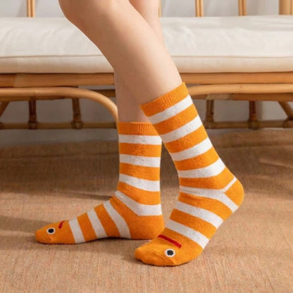 Plusock Striped Funny Face Family Set Slipper Socks (4 Pairs) - image 4