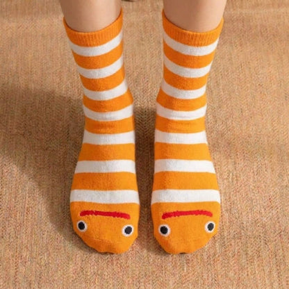 Plusock Striped Funny Face Family Set Slipper Socks (4 Pairs) - image 5