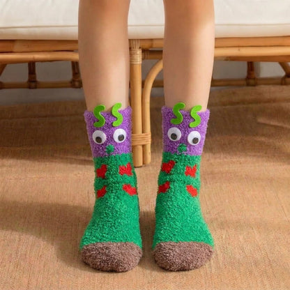 Plusock Striped Angel Wings Plush Slipper Socks - Green - EU36-42(US3-8.5) - image 3