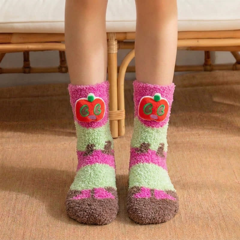 Plusock Striped Angel Wings Plush Slipper Socks - Pink - EU36-42(US3-8.5) - image 2