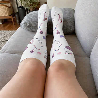 Plusock Plus Size Nurse Coffee Print Compression Socks - image 1