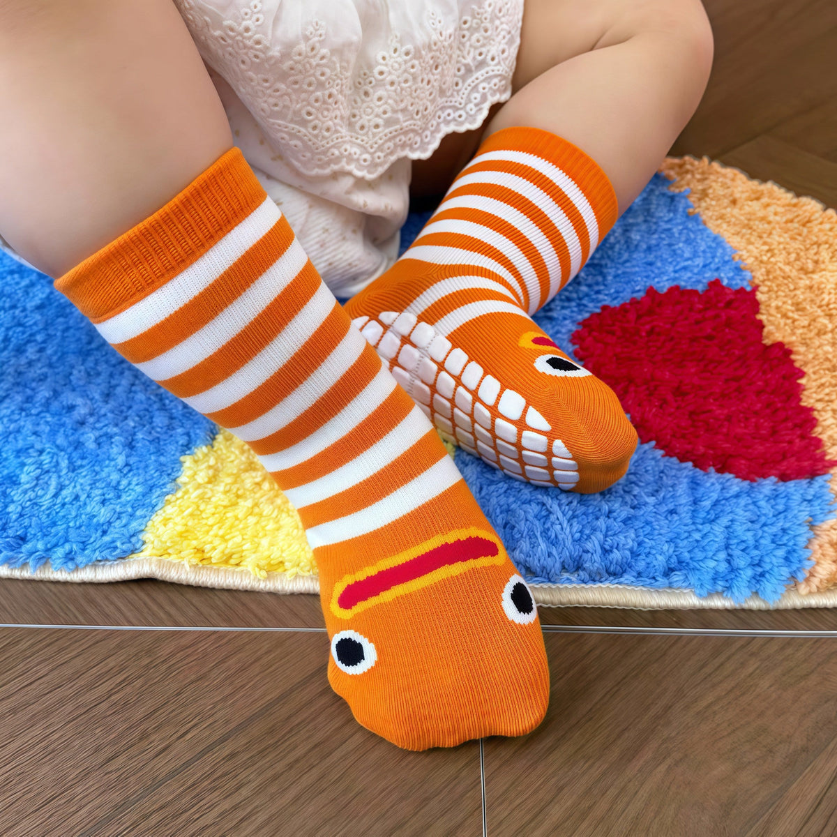 Plusock Striped Funny Face Family Set Slipper Socks (4 Pairs) - image 7