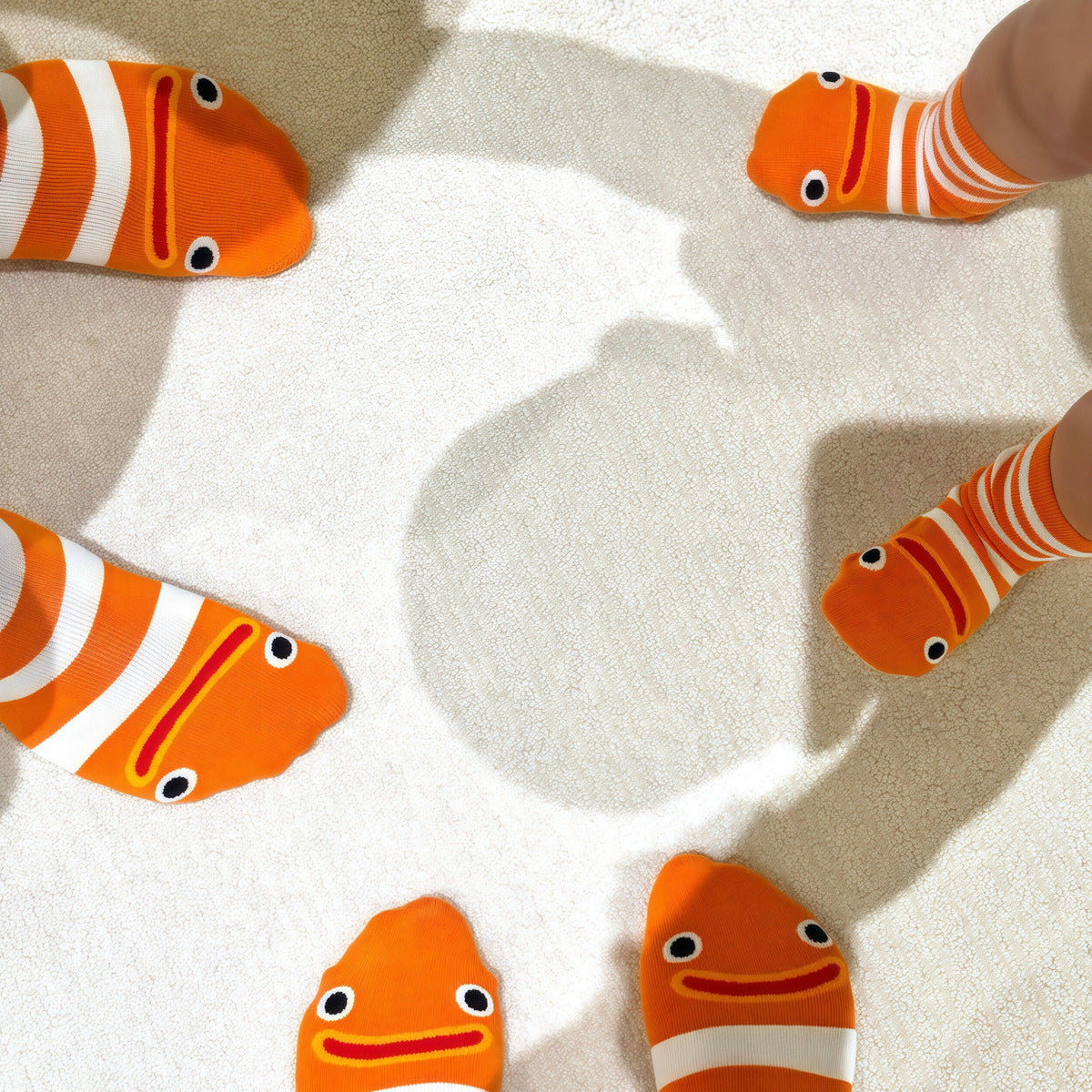 Plusock Striped Funny Face Family Set Slipper Socks (4 Pairs) - image 2