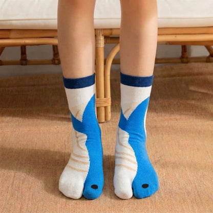 Plusock Japanese Style Cute Animal Split-Toe Tabi Socks (4 Pairs) - Blue - EU36-42(US3-8.5) - image 0
