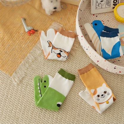 Plusock Japanese Style Cute Animal Split-Toe Tabi Socks (4 Pairs) - Multicolor - EU36-42(US3-8.5) - image 4