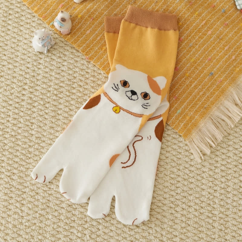 Plusock Japanese Style Cute Animal Split-Toe Tabi Socks (4 Pairs) - image 7
