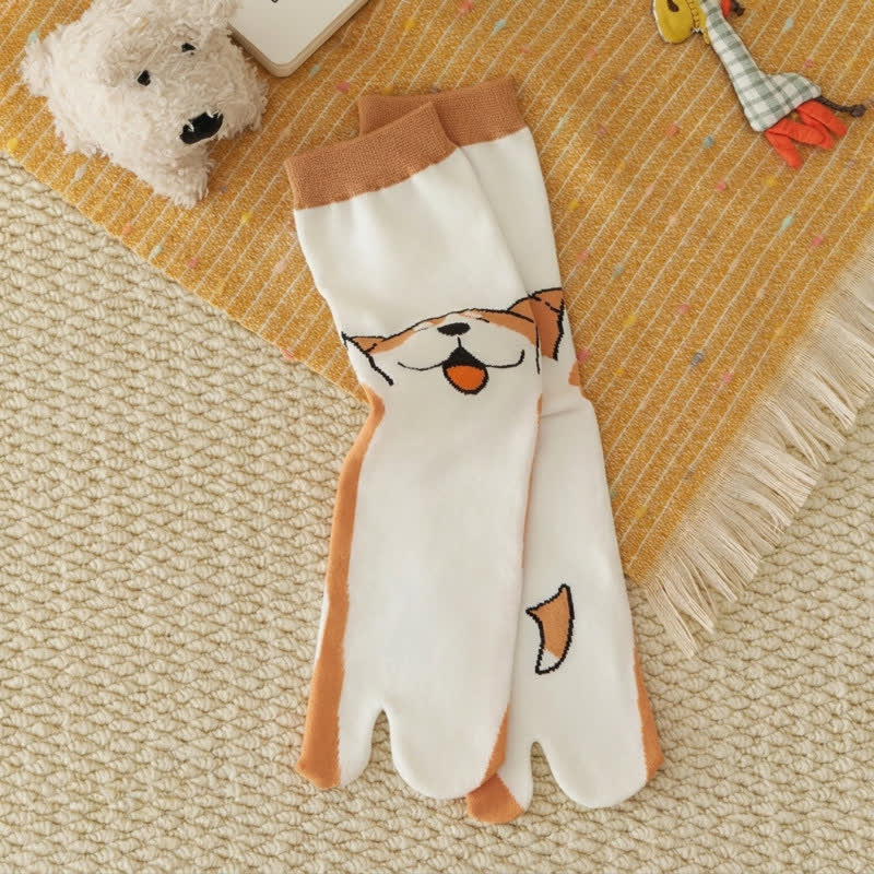 Plusock Japanese Style Cute Animal Split-Toe Tabi Socks (4 Pairs) - image 8