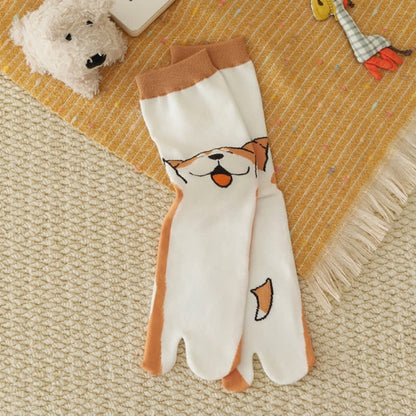 Plusock Japanese Style Cute Animal Split-Toe Tabi Socks (4 Pairs) - image 8