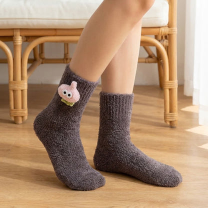 Plusock Fluffy Animal Accent Sherpa Lined Crew Socks (2 Pairs) - Dark Grey - EU36-42(US3-8.5) - image 8