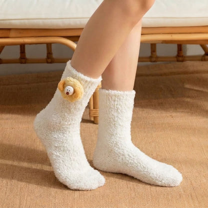 Plusock Fluffy Animal Accent Sherpa Lined Crew Socks (2 Pairs) - Light Green - EU36-42(US3-8.5) - image 2