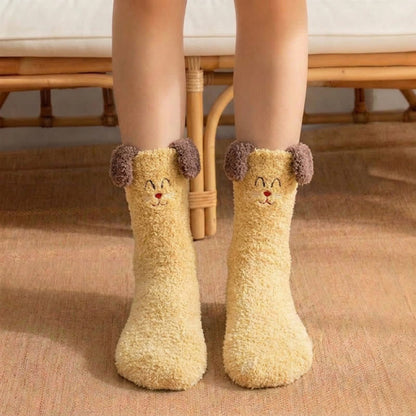 Plusock Fuzzy Pom-Pom Character Plush Slipper Socks - Yellow - EU36-42(US3-8.5) - image 0