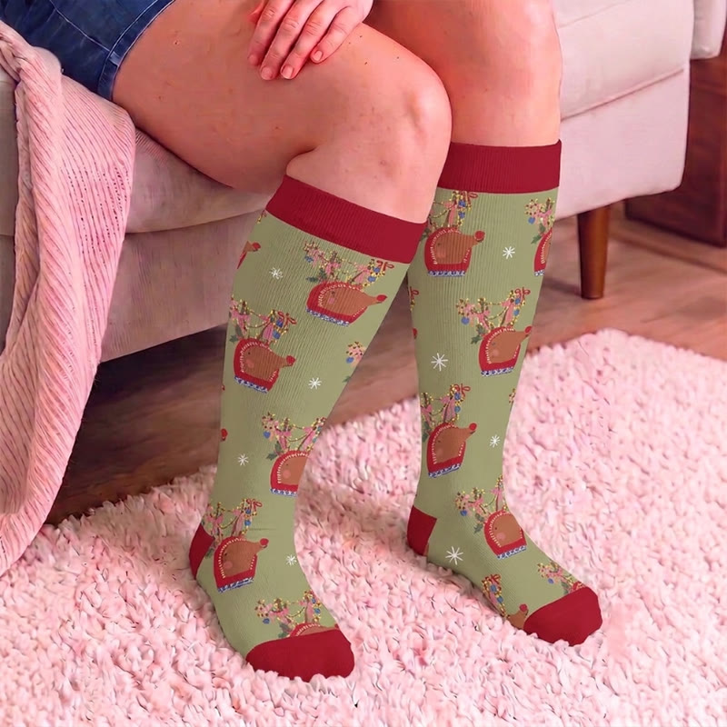 Plusock Plus Size Christmas Animal Compression Socks - image 2