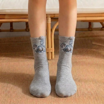 Plusock Cute Cat Quarter Sock (3 Pairs) - Grey - EU36-42(US3-8.5) - image 2