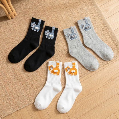 Plusock Cute Cat Quarter Sock (3 Pairs) - Multicolor - EU36-42(US3-8.5) - image 6