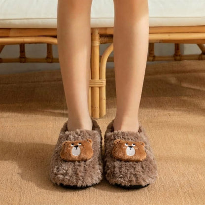 Plusock Cute Cat Plush Home Shoes - Coffee - Kids EU32-35(US1-3.5) - image 4