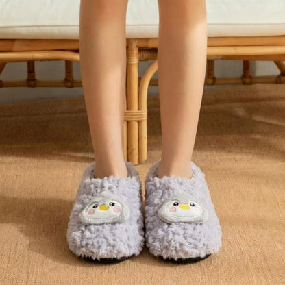Plusock Cute Cat Plush Home Shoes - Purple - Kids EU32-35(US1-3.5) - image 2