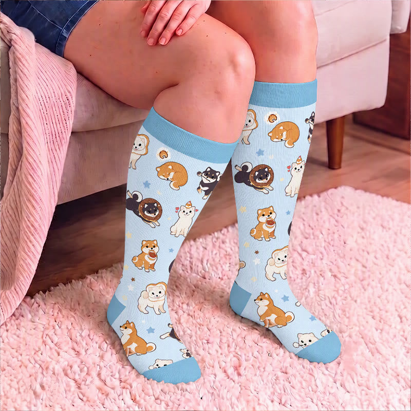 Plusock Plus Size Kitty Puppy Bow Compression Socks - image 3