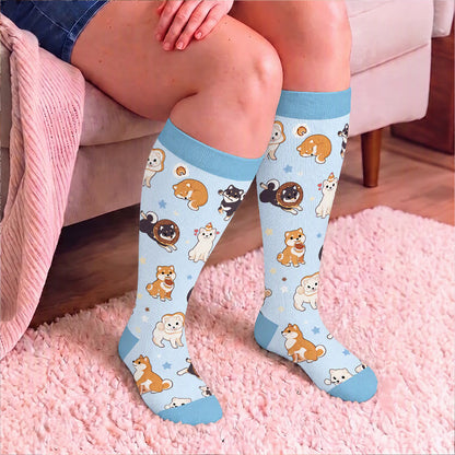 Plusock Plus Size Kitty Puppy Bow Compression Socks - image 3