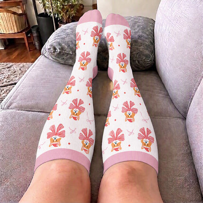 Plusock Plus Size Kitty Puppy Bow Compression Socks - image 2