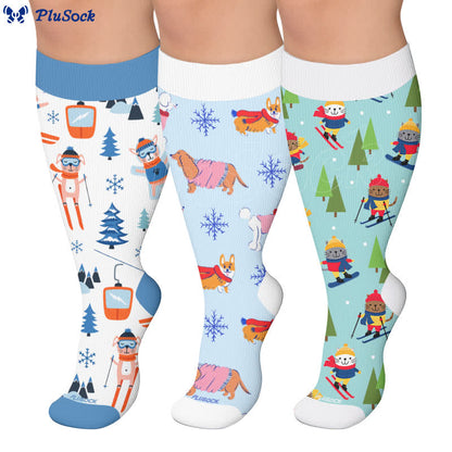 Plusock Plus Size Winter Ski Animal Compression Socks - image 0