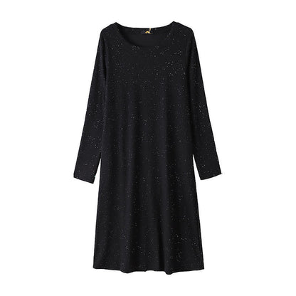 Plusock Relaxed Crewneck Knit Midi Dress - Black - 6XL - image 1