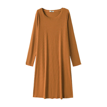 Plusock Relaxed Crewneck Knit Midi Dress - Brown - 6XL - image 0