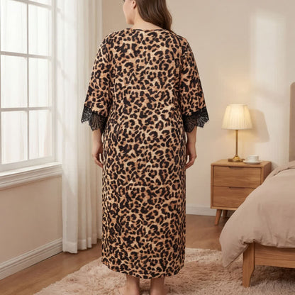 Plusock Leopard Lace Nightgown Loungewear - image 2