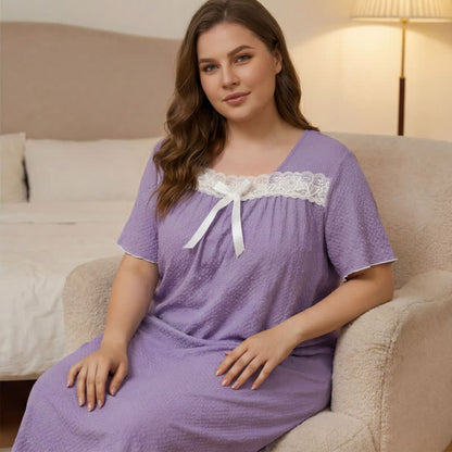 Plusock Lavender Nightgown Lace Loungewear - Purple - 5XL - image 1
