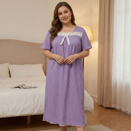 Plusock Lavender Nightgown Lace Loungewear - image 0