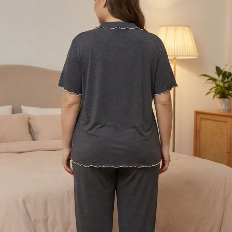 Plusock Plus Size Tencel Blend Contrast Trim Pajama Set - image 9