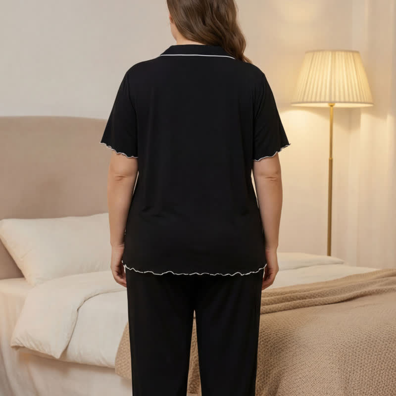 Plusock Plus Size Tencel Blend Contrast Trim Pajama Set - image 7