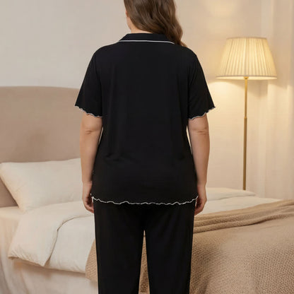 Plusock Plus Size Tencel Blend Contrast Trim Pajama Set - image 7
