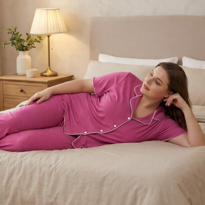 Plusock Plus Size Tencel Blend Contrast Trim Pajama Set - image 4