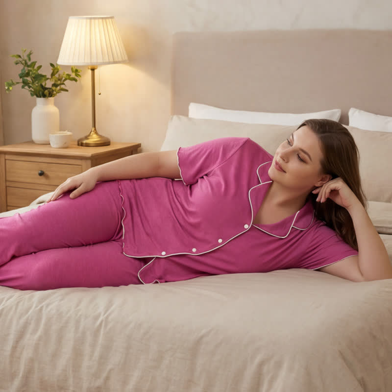 Plusock Plus Size Contrast Trim Pajama Set - image 4