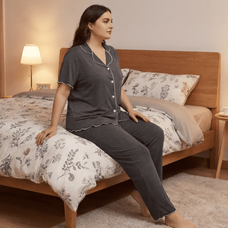Plusock Plus Size Tencel Blend Contrast Trim Pajama Set - image 8