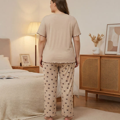 Plusock Plus Size Bow Print Pajama Set - image 3