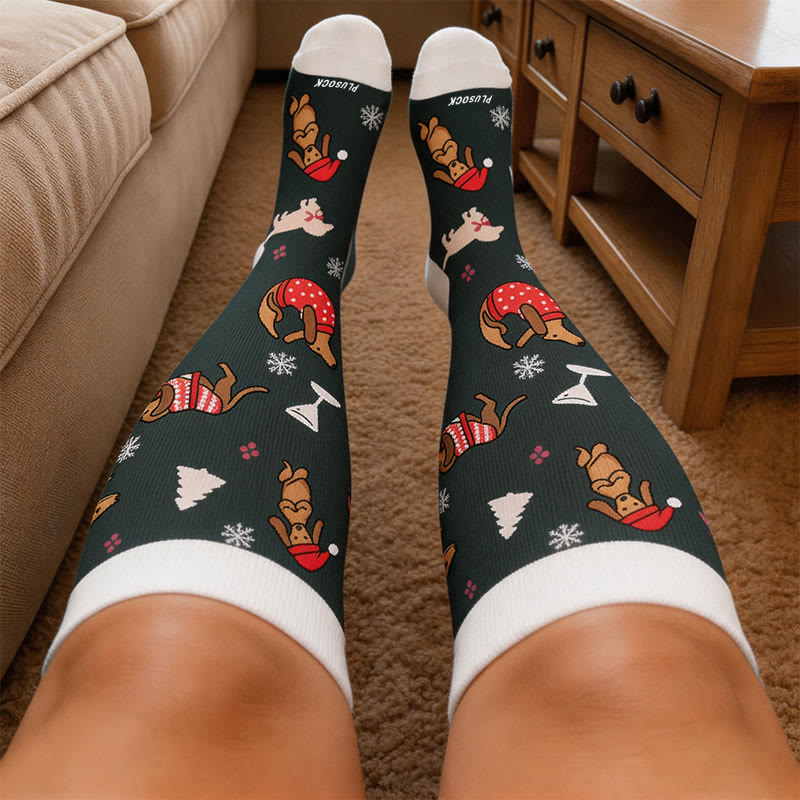 Plusock Plus Size Cocktail Dachshund Compression Socks - image 2