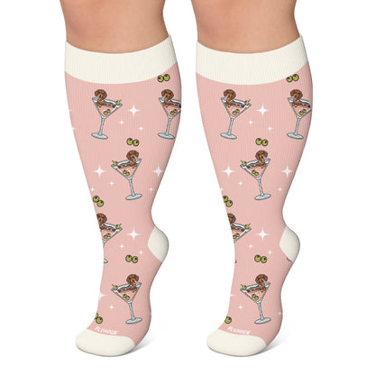 Plusock Plus Size Cocktail Dachshund Compression Socks - Pink - 4XL - image 4