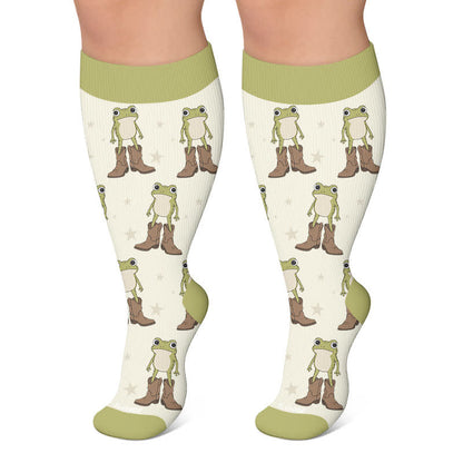 Plusock Plus Size Cowboy Style Animal Compression Socks - Green - 4XL - image 5